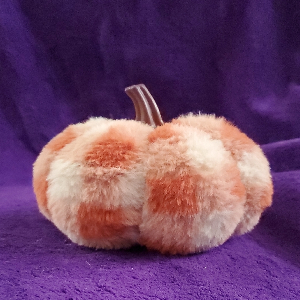 Plush Orange and Cream Pumpkin Decor